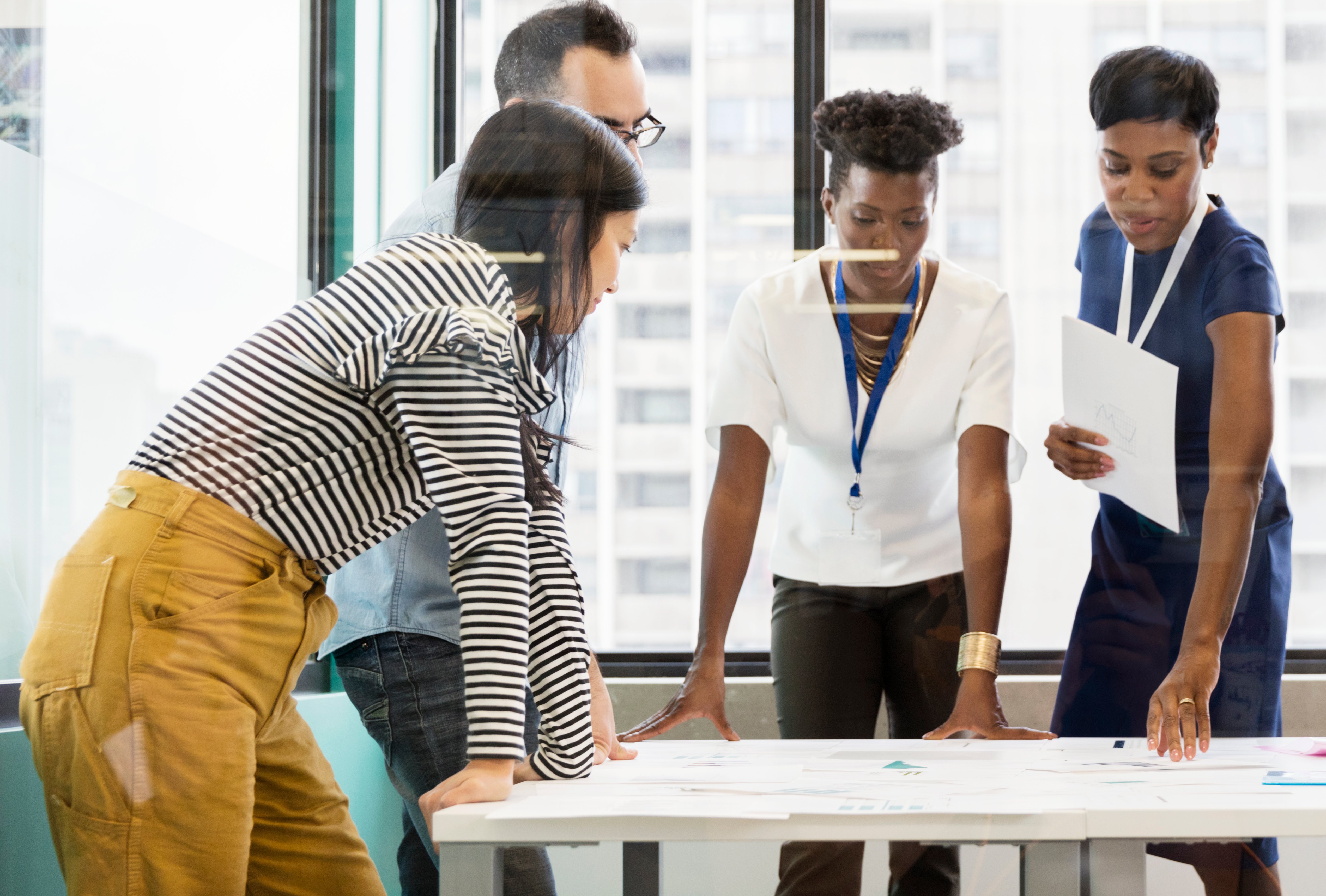 co-workers brainstorming