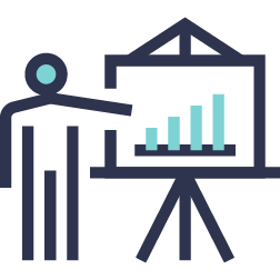 Person pointing to bar chart presentation