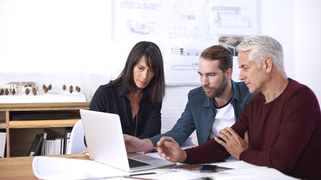 Architect Meeting Reviewing Laptop